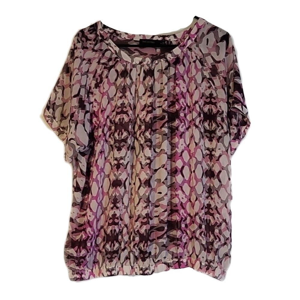 The Limited Pink, Purple, & Grey Sheer mesh Top - Size XL